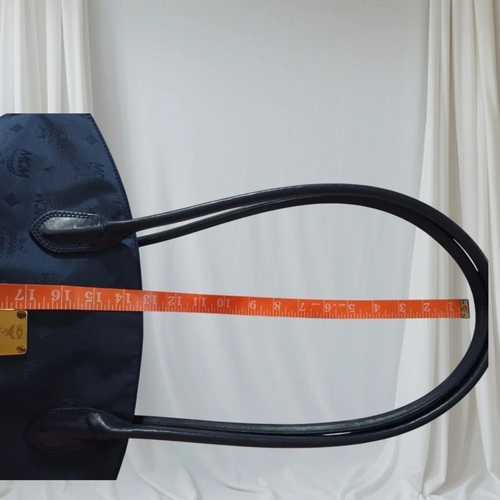 MCM Canvis Viesto Navy Blue Tote Bag with Certificate